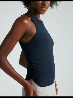 Beyond Yoga Navy Side-Ruched Muscle Tank